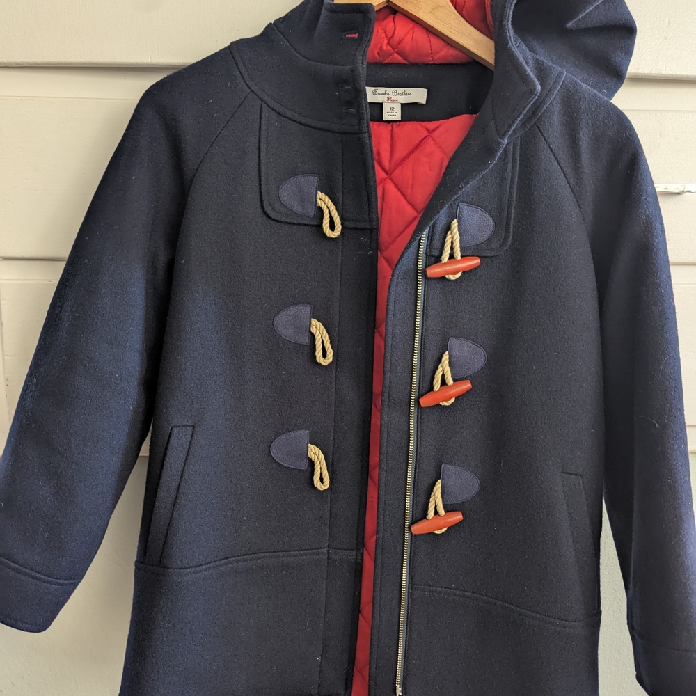 Kids Brooks & Brothers Navy Blue Wool Duffle Coat
